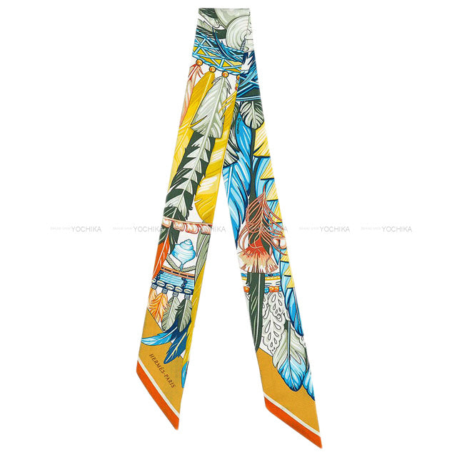 2021 AW HERMES scarf Twilly Dance pacifique Jaune d'Or/Khaki