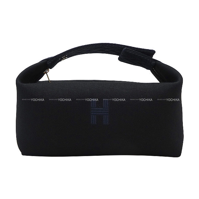 HERMES Pouch Bride a Brac PM Zigzag Noir (Black)/Bleu Nuit Toile H
