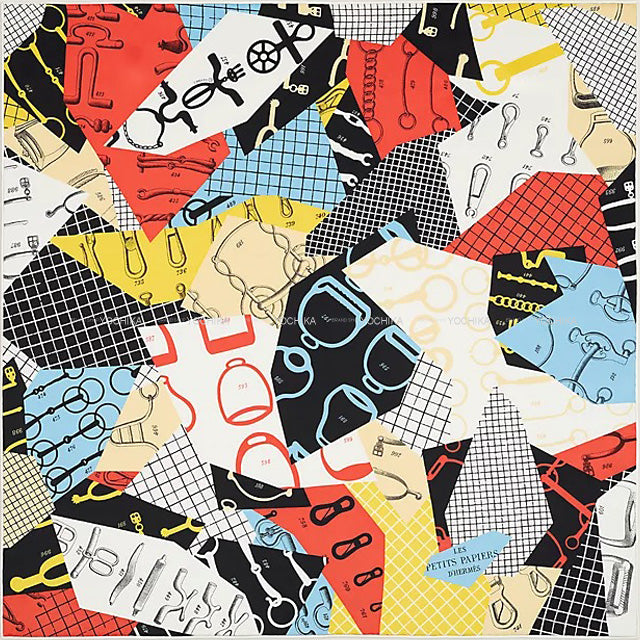 2023 SS NEW HERMES scarf Carre 70 Les Petit Papier'd HERMES Noir