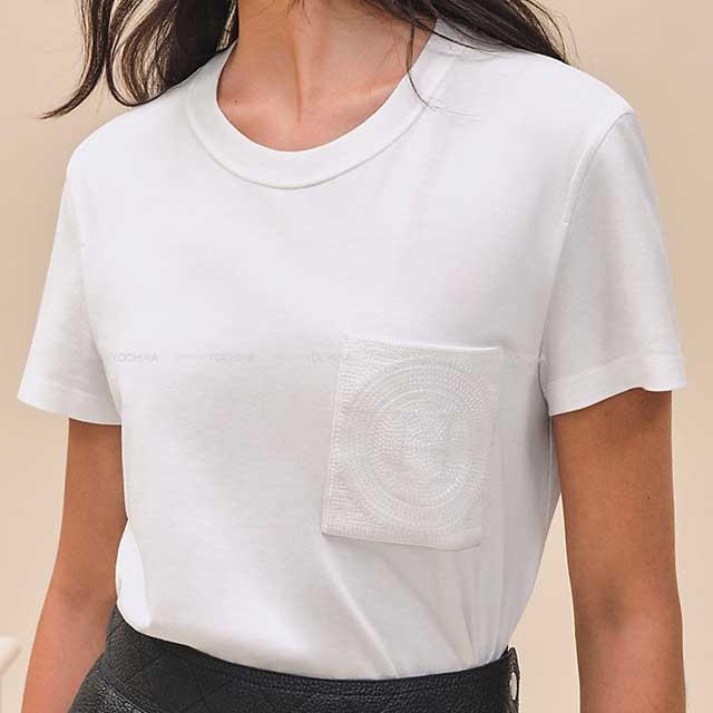 2023 SS HERMES Short sleeve t shirt Embroidery with Pocket Mosaic