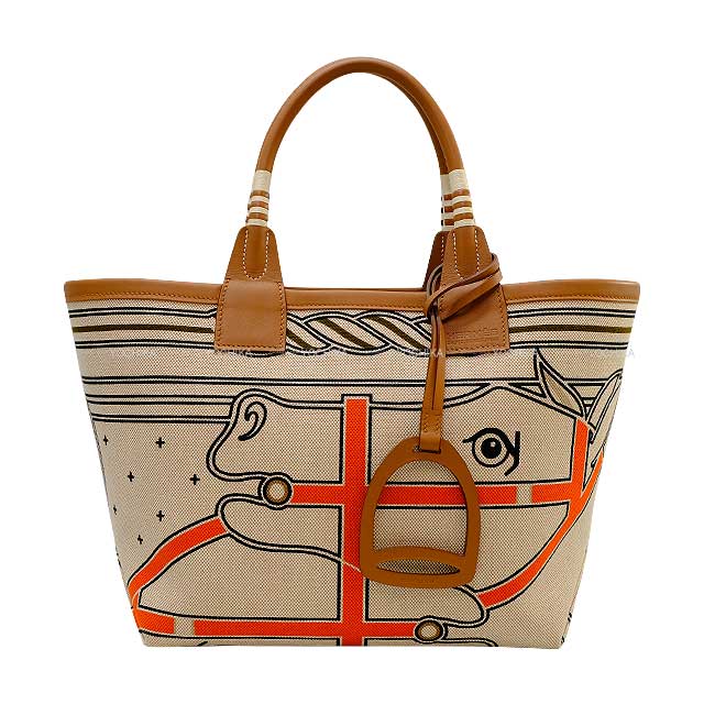Pre-loved] HERMES Handbag Steeple 25 Quadrige Gris/Beige(14