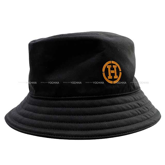 2023 SS HERMES hat Bucket hat Fred H Circle #60 Noir (Black)  Cotton100%[ALMOST NEW][Authentic]