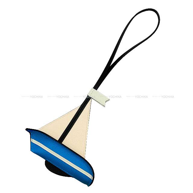 HERMES bag charm Sail 24 Yacht Nata/Bleu France/Gris Neve/BLACK