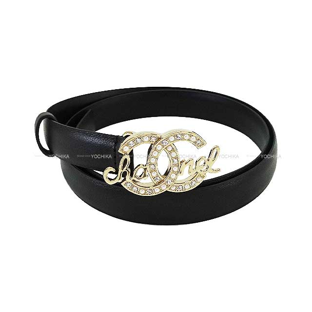 Chanel Coco Mark Pearl Belt Used] CHANEL Chanel Coco Mark Fake Pearl Triple Belt Leather  main image 3