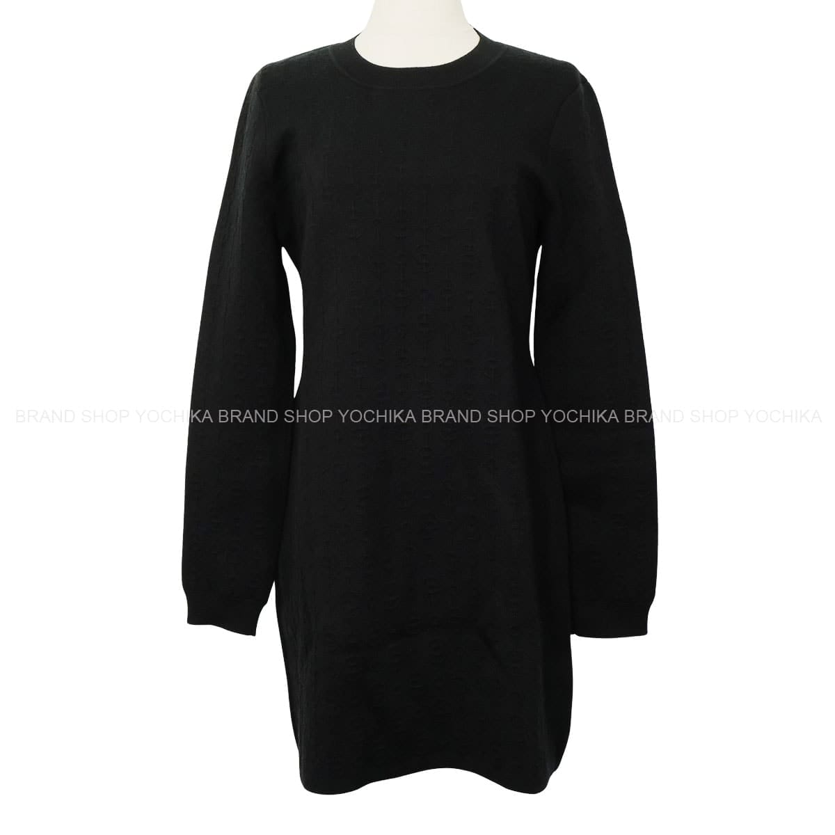 HERMES Onepiece dress Womens Crew Neck Knit Noir (Black)  Cashmere/Silk/Polypropylene #44 2E2505D3[EXCELLENT][Authentic]