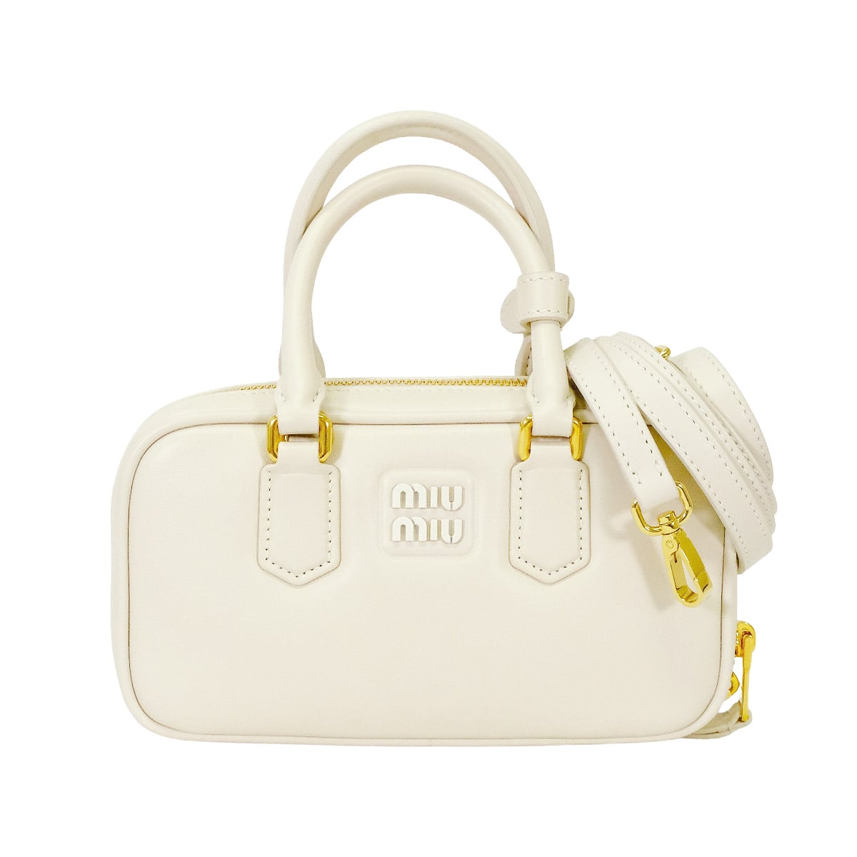 Pre-loved] Miu Miu Handbag Arcadie Mini #TU Chalk white Leather