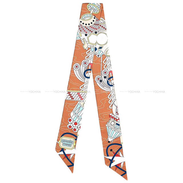 2022 AW HERMES scarf Twilly Odyssey Noisette/Aqua/Multicolor