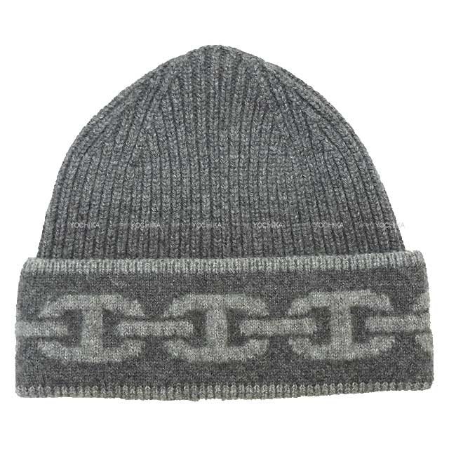 HERMES Knit cap Knitted hat Haven ＃S Charbon/Flannel gray
