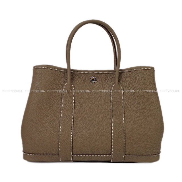 HERMES tote bag Garden Party 30 TPM All Leather Etoupe Veau Negonda Silver HW Stamp W[BRAND NEW][Authentic]