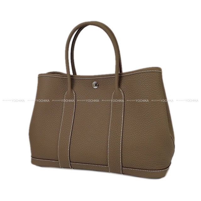 HERMES tote bag Garden Party 30 TPM All Leather Etoupe Veau Negonda Silver HW Stamp W[BRAND NEW][Authentic]