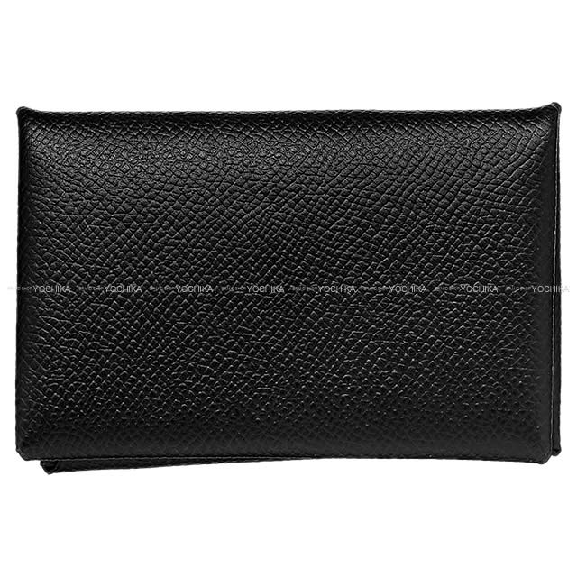 HERMES card holder Calvi Noir (Black) Veau Epsom Silver HW Stamp W[BRAND NEW][Authentic]