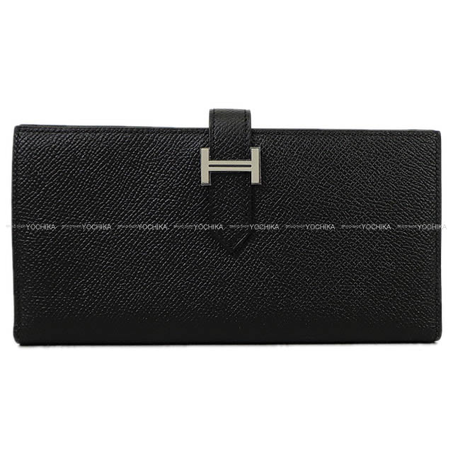 HERMES long wallet Bearn Soufflet Noir (Black) Veau Epsom Silver HW Stamp W[BRAND NEW][Authentic]