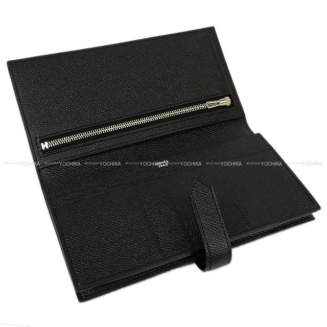 HERMES long wallet Bearn Soufflet Noir (Black) Veau Epsom Silver HW Stamp W[BRAND NEW][Authentic]