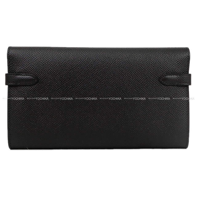 HERMES long wallet Kelly Wallet Long Classic Noir (Black) Veau Epsom Silver HW Stamp W[BRAND NEW][Authentic]