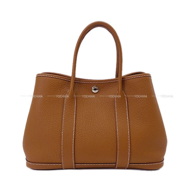 HERMES tote bag Garden Party 30 TPM All Leather Gold Veau Negonda Silver HW Stamp W[BRAND NEW][Authentic]