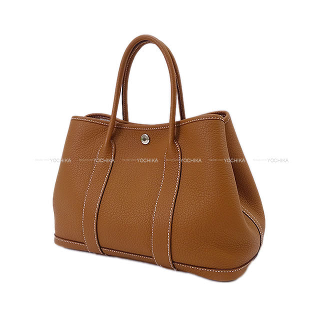 HERMES tote bag Garden Party 30 TPM All Leather Gold Veau Negonda Silver HW Stamp W[BRAND NEW][Authentic]