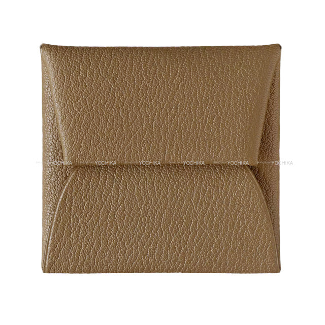 HERMES change purse Bastia Etoupe Chevre Mysore Silver HW Stamp B[EXCELLENT][Authentic]