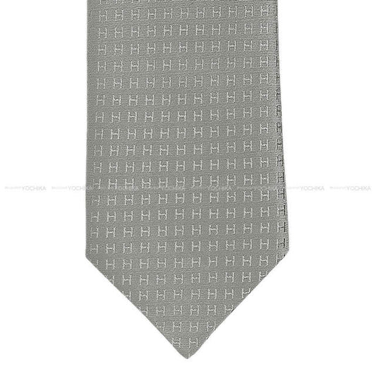 HERMES tie FACONNEE H Gris Cotton100%[BRAND NEW][Authentic]