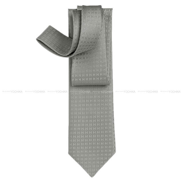 HERMES tie FACONNEE H Gris Cotton100%[BRAND NEW][Authentic]