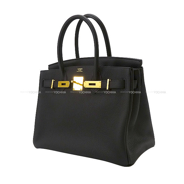 HERMES Handbag Birkin30 Noir (Black) Veau Togo Gold HW Stamp W[Authentic]