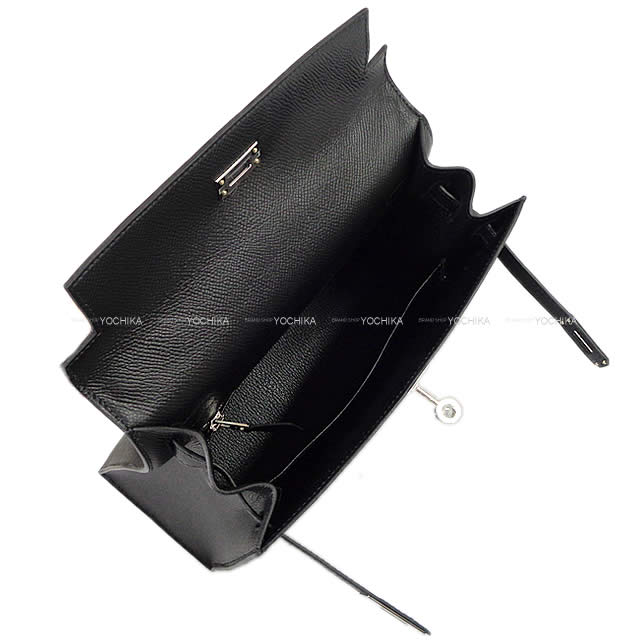 HERMES Shoulder bag Kelly25 Sellier Noir (Black) Veau Epsom Silver HW Stamp W[BRAND NEW][Authentic]