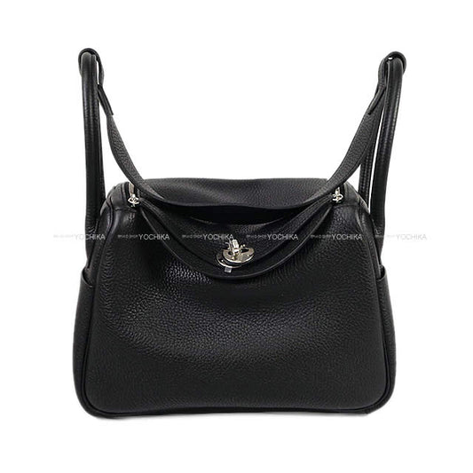 HERMES Shoulder bag Lindy 26 Noir (Black) Epsom Souple Silver HW Stamp W[BRAND NEW][Authentic]