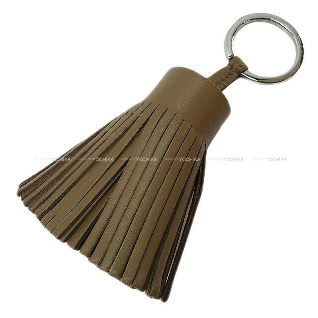 HERMES key ring Carmen Etoupe Agneau Milo Silver HW Stamp W[BRAND NEW][Authentic]