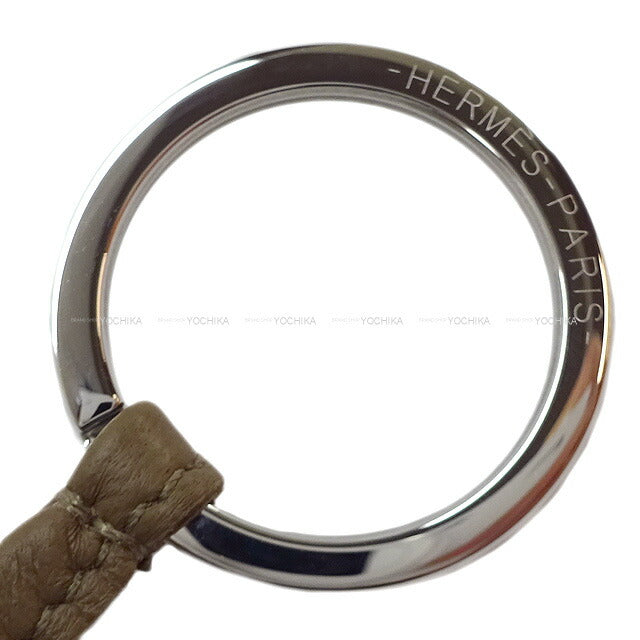 HERMES key ring Carmen Etoupe Agneau Milo Silver HW Stamp W[BRAND NEW][Authentic]