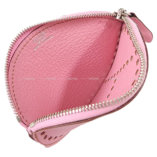 [Pre-loved] HERMES change purse Evelyne Pink Chevre Mysore Silver HW Stamp □O[LIKE NEW][Authentic]
