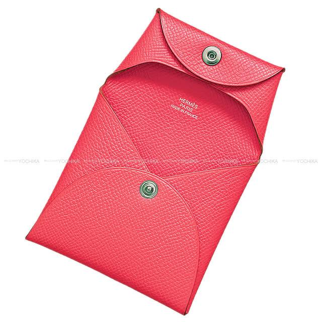 HERMES change purse Bastia Rose Azalee Veau Epsom Silver HW Stamp X[EXCELLENT][Authentic]