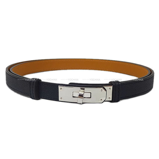 HERMES belt Kelly Belt 18 Noir (Black) Veau Epsom Silver HW Stamp G[BRAND NEW][Authentic]