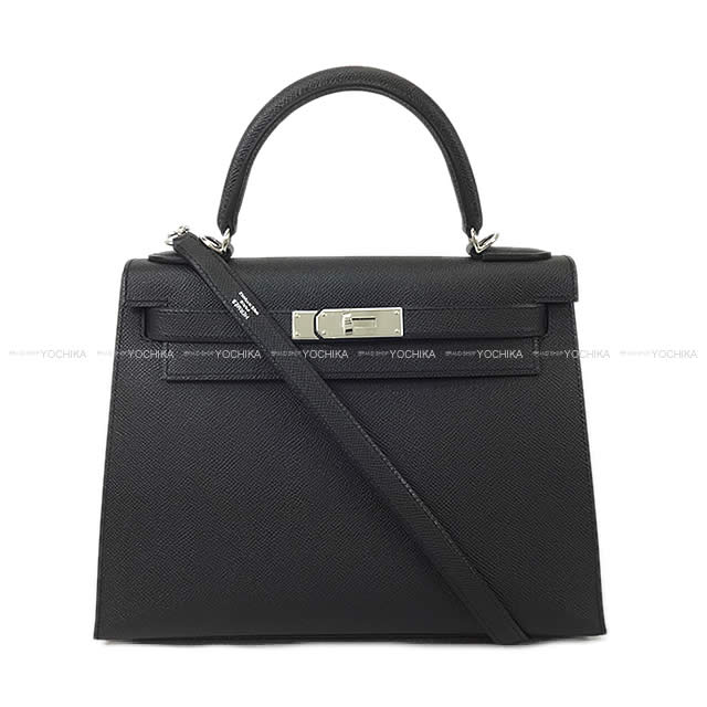 HERMES Shoulder bag Kelly28 Sellier Noir (Black) Veau Epsom Silver HW Stamp W[BRAND NEW][Authentic]
