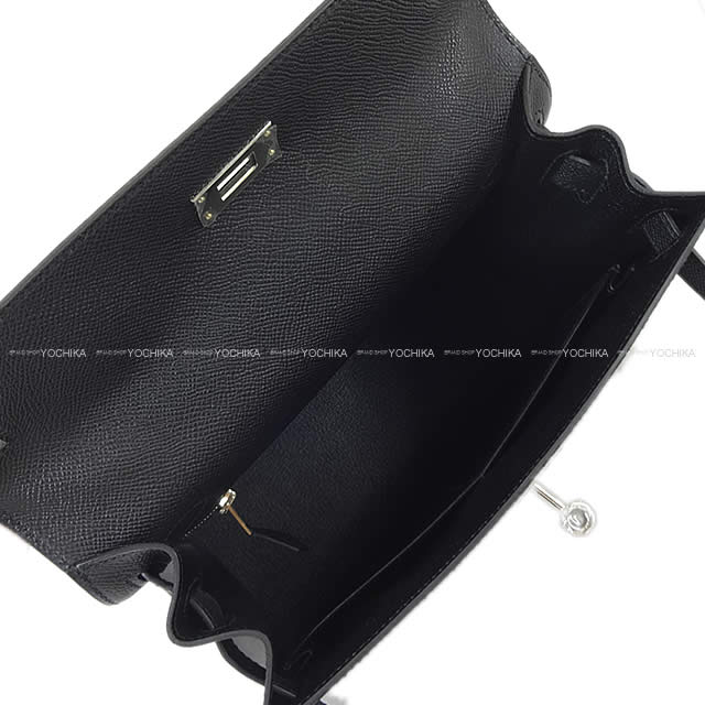 HERMES Shoulder bag Kelly28 Sellier Noir (Black) Veau Epsom Silver HW Stamp W[BRAND NEW][Authentic]