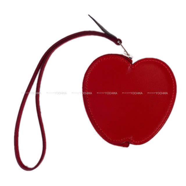 2016SS Limited Edition HERMES change purse Tutti Frutti Porte Monnaie POMME Apple Rouge Vif/Canopee Veau Tadelakt Silver HW Stamp X[EXCELLENT][Authentic]