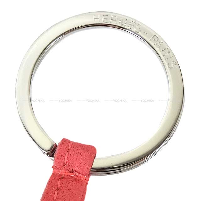 HERMES key ring Carmen Rose Azalee Agneau Milo Silver HW[EXCELLENT][Authentic]