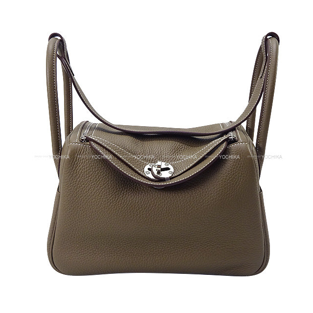 HERMES Shoulder bag Lindy 26 Etoupe Taurillon Clemence Silver HW Stamp B[BRAND NEW][Authentic]