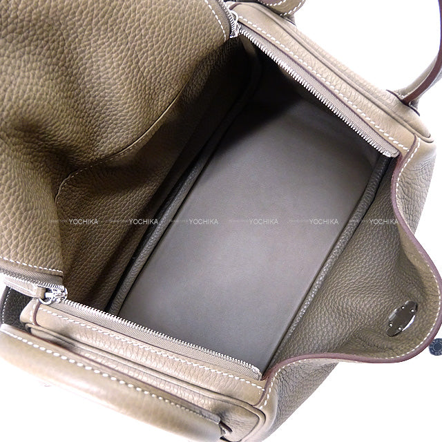 HERMES Shoulder bag Lindy 26 Etoupe Taurillon Clemence Silver HW Stamp B[BRAND NEW][Authentic]