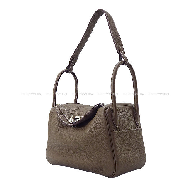 HERMES Shoulder bag Lindy 26 Etoupe Taurillon Clemence Silver HW Stamp B[BRAND NEW][Authentic]