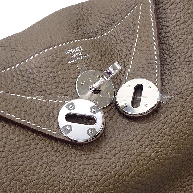 HERMES Shoulder bag Lindy 26 Etoupe Taurillon Clemence Silver HW Stamp B[BRAND NEW][Authentic]