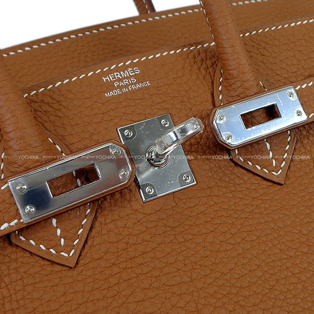 HERMES Handbag Birkin25 Gold Veau Togo Silver HW Stamp G[BRAND NEW][Authentic]