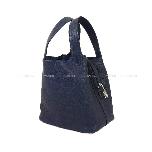 HERMES Handbag Picotin Lock 18 PM Bleu Nuit Taurillon Clemence Silver HW Stamp K[BRAND NEW][Authentic]