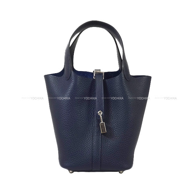 HERMES Handbag Picotin Lock 18 PM Bleu Nuit Taurillon Clemence Silver HW Stamp K[BRAND NEW][Authentic]