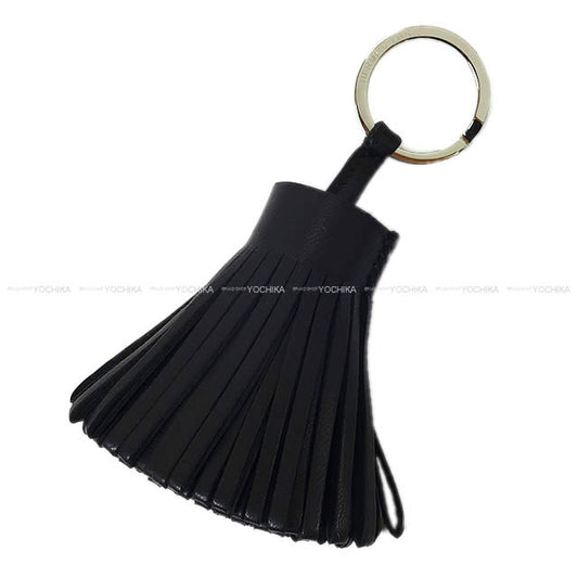 HERMES key ring Carmen Fringe Noir (Black) Agneau Milo Silver HW[BRAND NEW][Authentic]