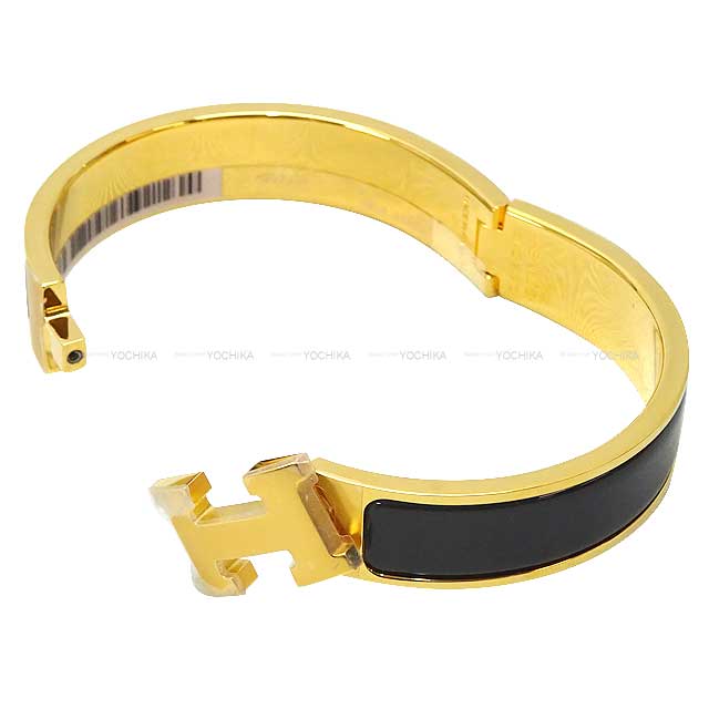 HERMES bracelet Clic H PM Noir (Black) Gold Plated[EXCELLENT][Authentic]