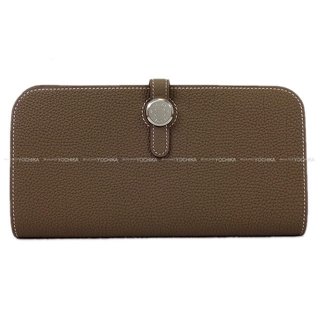 HERMES long wallet Dogon Long Etoupe Veau Togo Silver HW Stamp Z[EXCELLENT][Authentic]