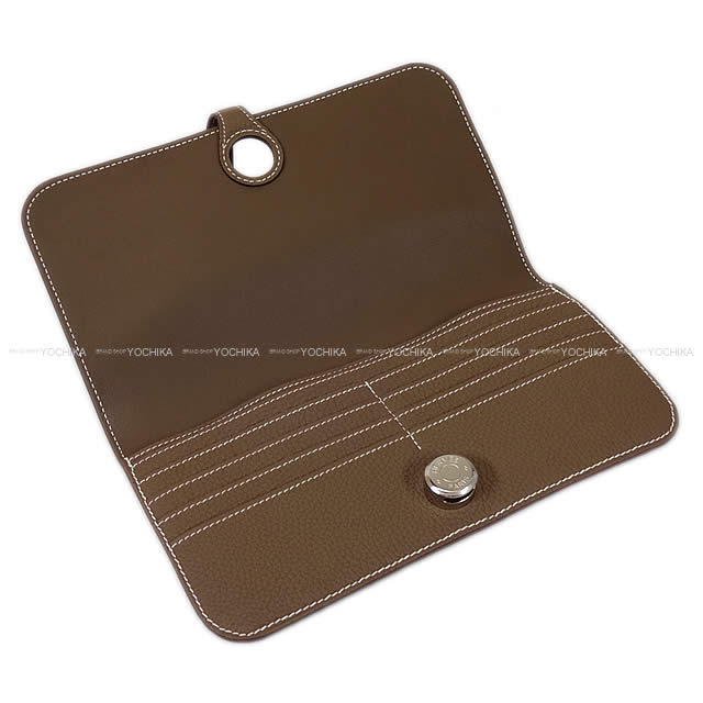 HERMES long wallet Dogon Long Etoupe Veau Togo Silver HW Stamp Z[EXCELLENT][Authentic]