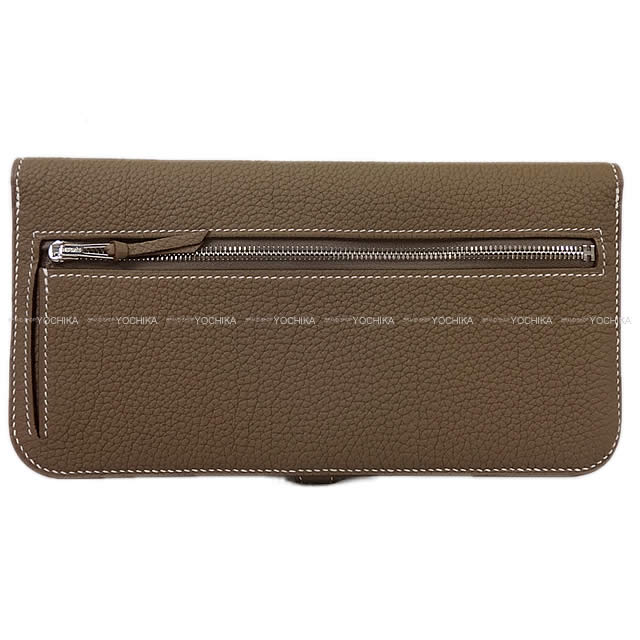 HERMES long wallet Dogon Long Etoupe Veau Togo Silver HW Stamp Z[EXCELLENT][Authentic]