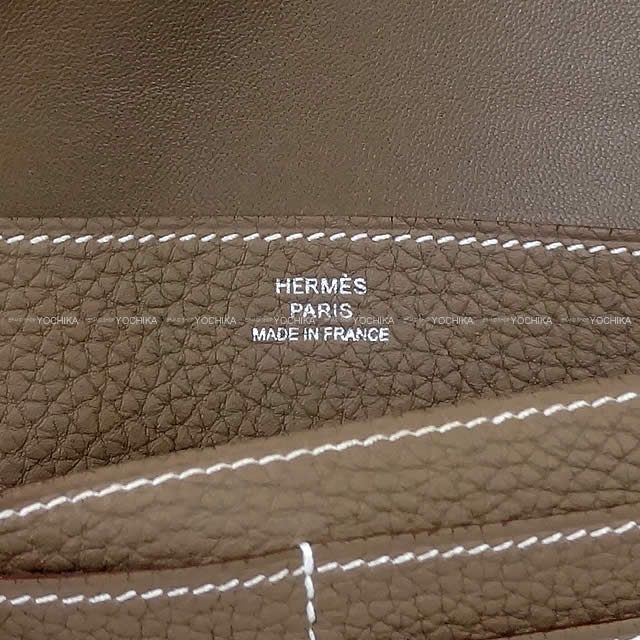 HERMES long wallet Dogon Long Etoupe Veau Togo Silver HW Stamp Z[EXCELLENT][Authentic]