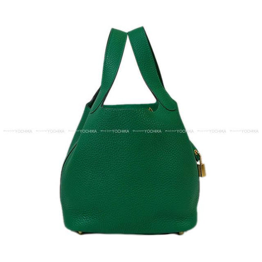 HERMES Handbag Picotin Lock 18 PM Vert Vertigo Taurillon Clemence Gold HW Stamp K[BRAND NEW][Authentic]
