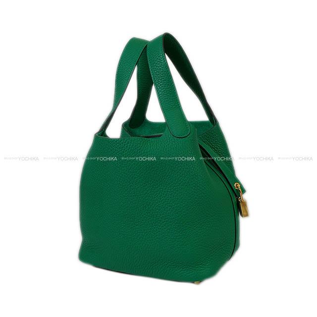 HERMES Handbag Picotin Lock 18 PM Vert Vertigo Taurillon Clemence Gold HW Stamp K[BRAND NEW][Authentic]